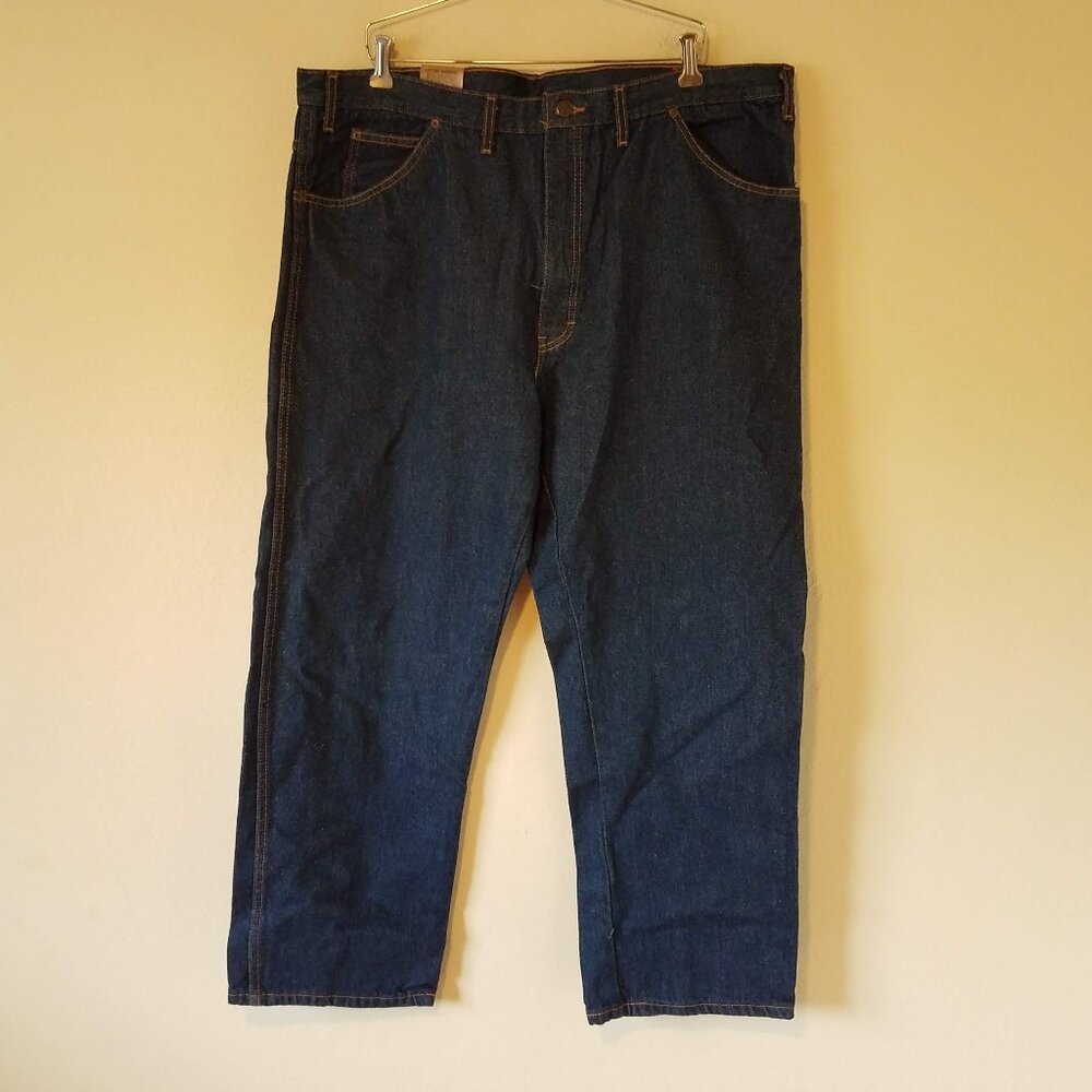 Dickies Industrial Jeans Men's 44x30 Relaxed Fit Rinsed Indigo Blue CR393RNB NWT